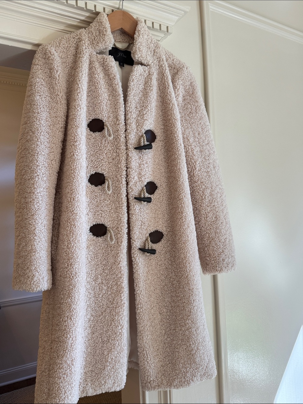 Women's Cream J.Crew Faux Shearling Toggle Coat